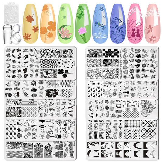Biutee Juego de placas de estampado de uñas – 10 plantillas