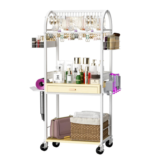 Xubialo Carrito organizador de maquillaje con cajón de mader