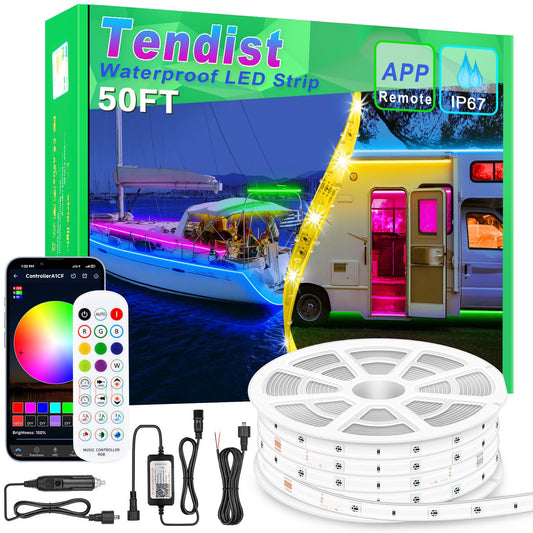 Luces LED impermeables de 50 pies, control de aplicación de