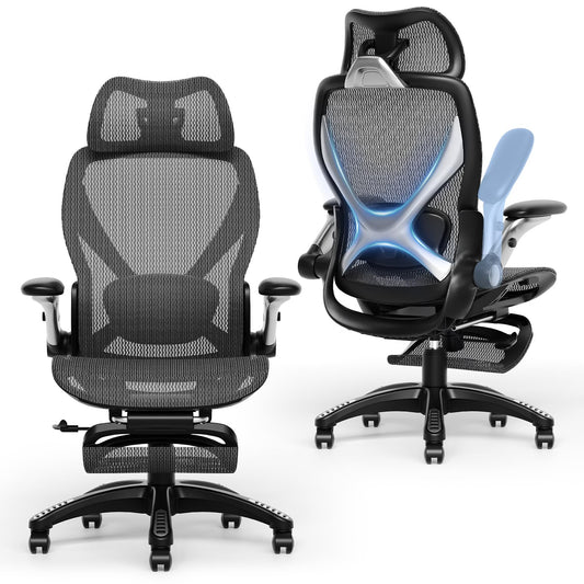 X100 Silla de oficina ergonómica con reposapiés, silla de es