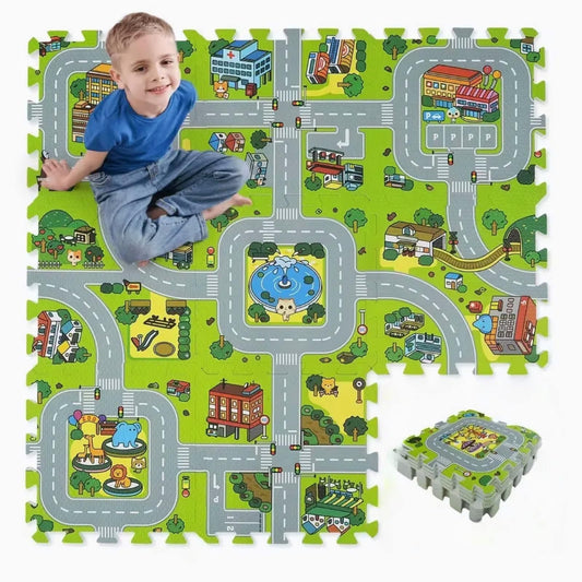 Skyweaver Alfombra de juego de tráfico con azulejos entrelaz