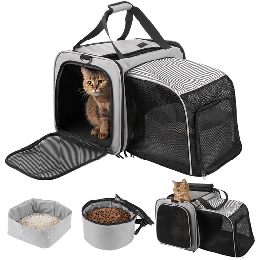 Transportador de gatos expandible de lados suaves con caja d