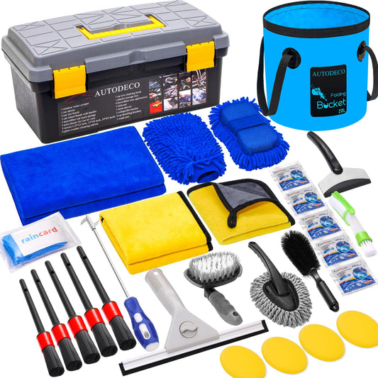 AUTODECO Kit de limpieza de lavado de autos de 30 piezas, ju