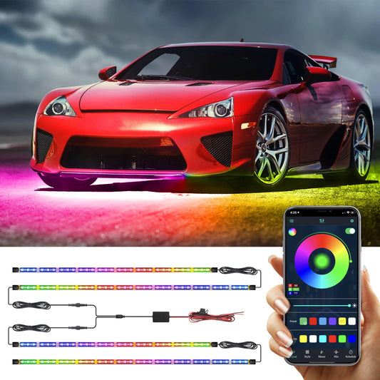 Kit de 4 luces LED de 250 LED para automóvil, control por ap