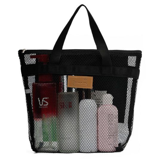 Bolsa de ducha de malla portátil, organizador de baño y aseo