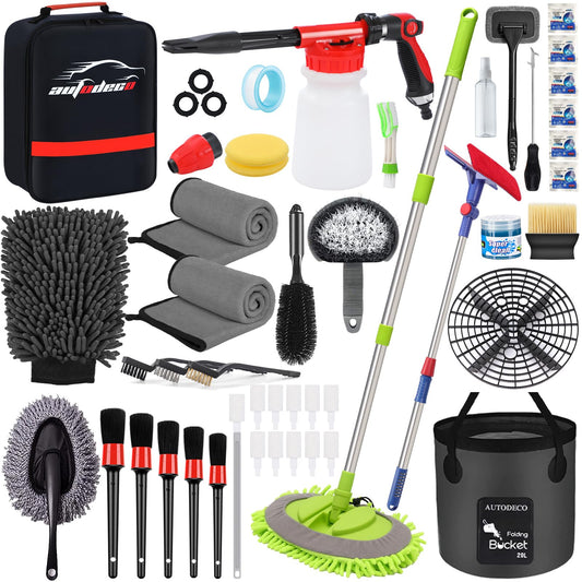 AUTODECO Kit de limpieza de 44 piezas para lavado de autos,