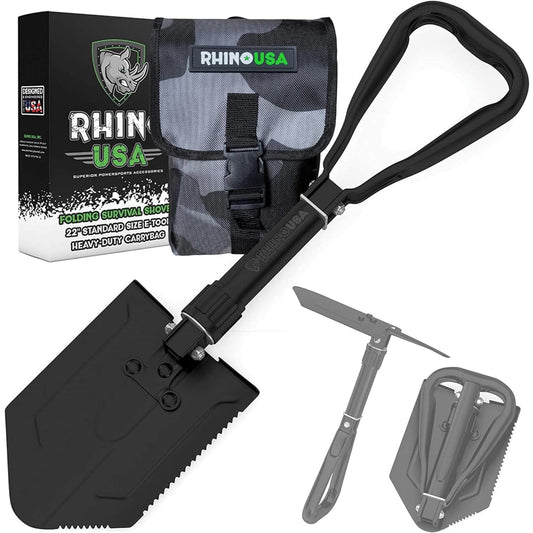 RHINO USA Pala de supervivencia plegable con púa: herramient