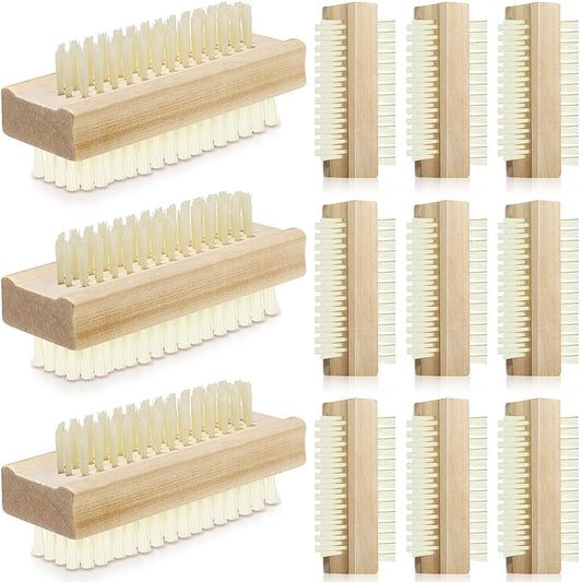 Patelai 12 Pack Wooden Nail Brush Two-sided Hand Fingernail