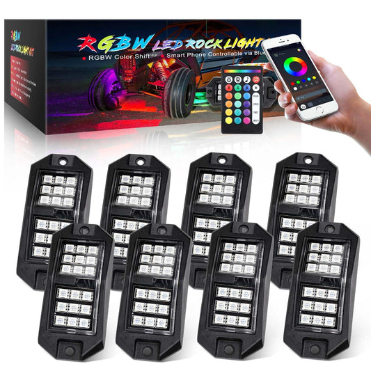 8 vainas RGB Rock Lights para camiones, aplicación de color