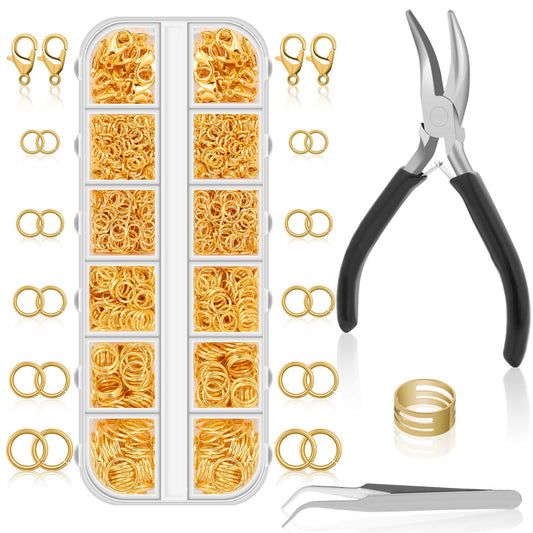 Anezus Juego de 1200 anillos de salto para hacer joyas, oro,
