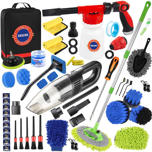 GASLIKE Kit de limpieza de lavado de autos de 63 piezas, cep