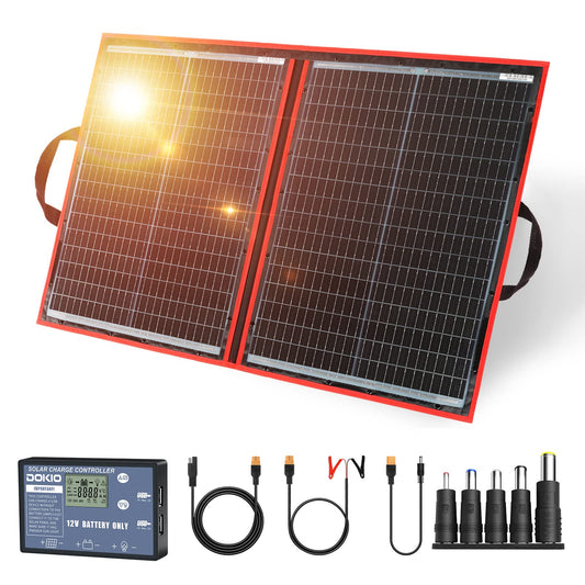 DOKIO - Kit de panel solar portátil de 110 W 18 V, cargador