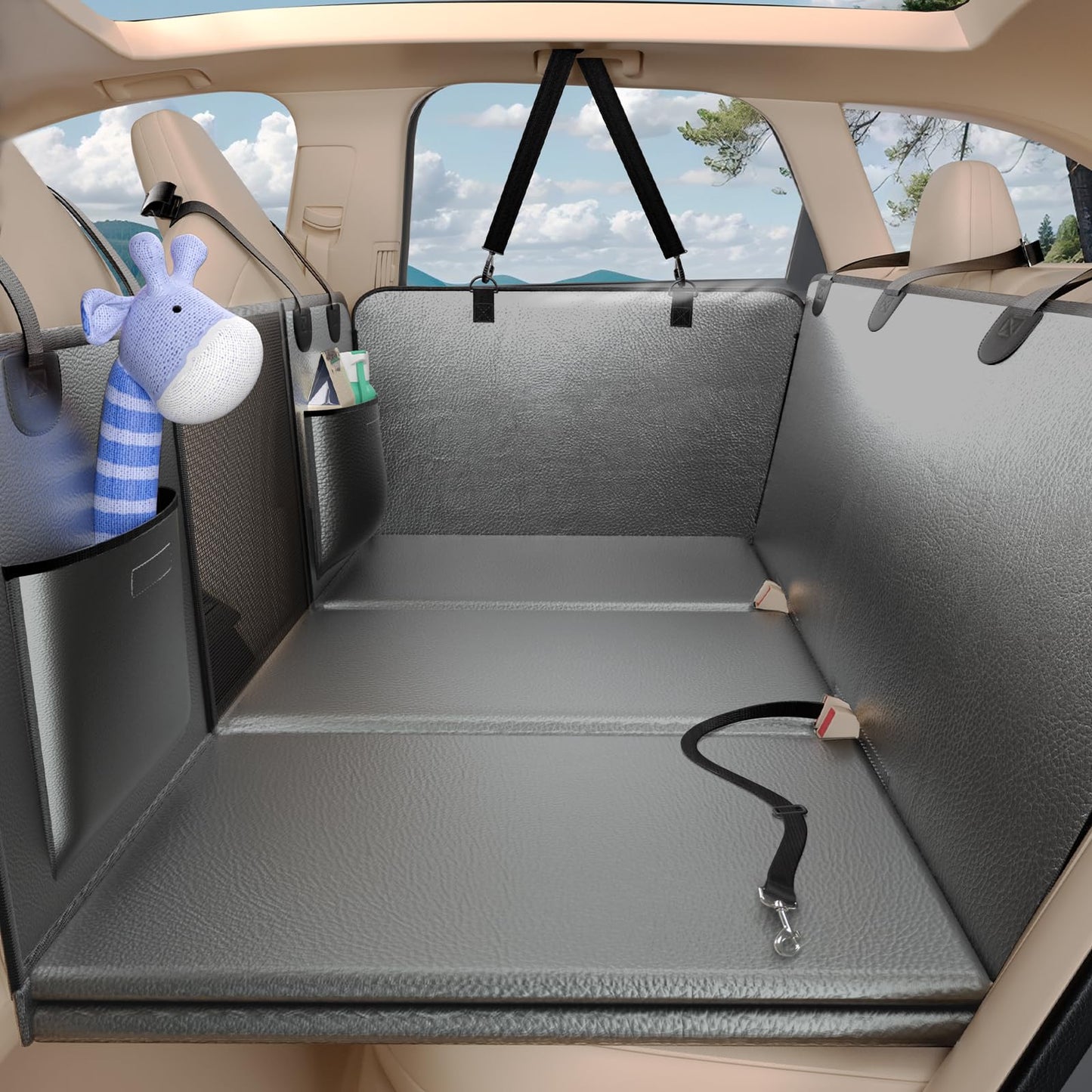 Extensor de asiento trasero de piel sintética para perros, f