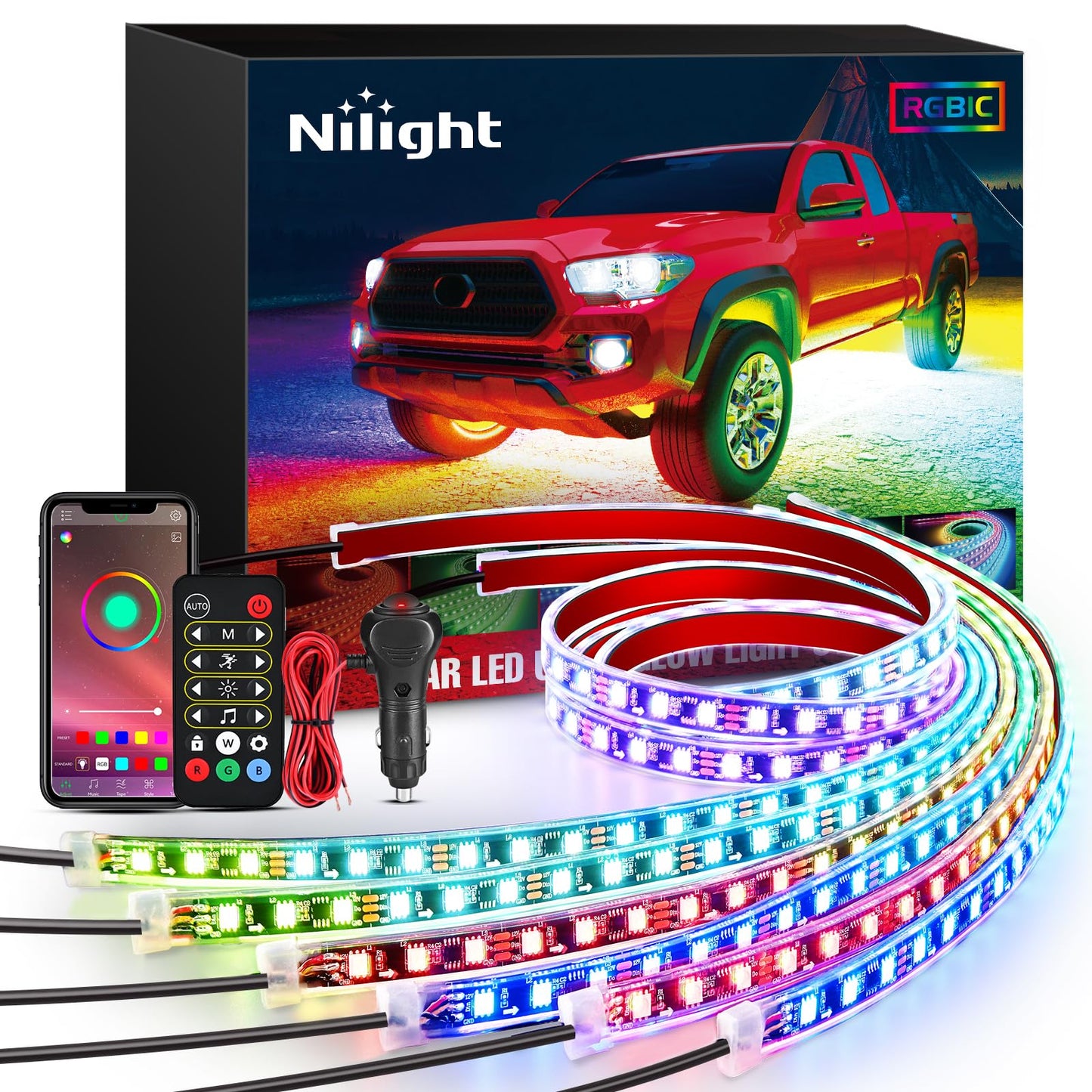Nilight 6 tiras de luces de neón para automóvil, 300 LED, mu