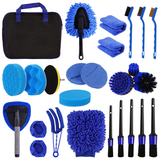 BIBIRE Juego de 26 cepillos para detalles de automóvil, kits