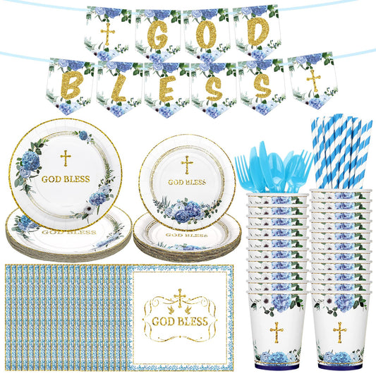 Zubebe 193 platos de bautismo y servilletas, suministros de