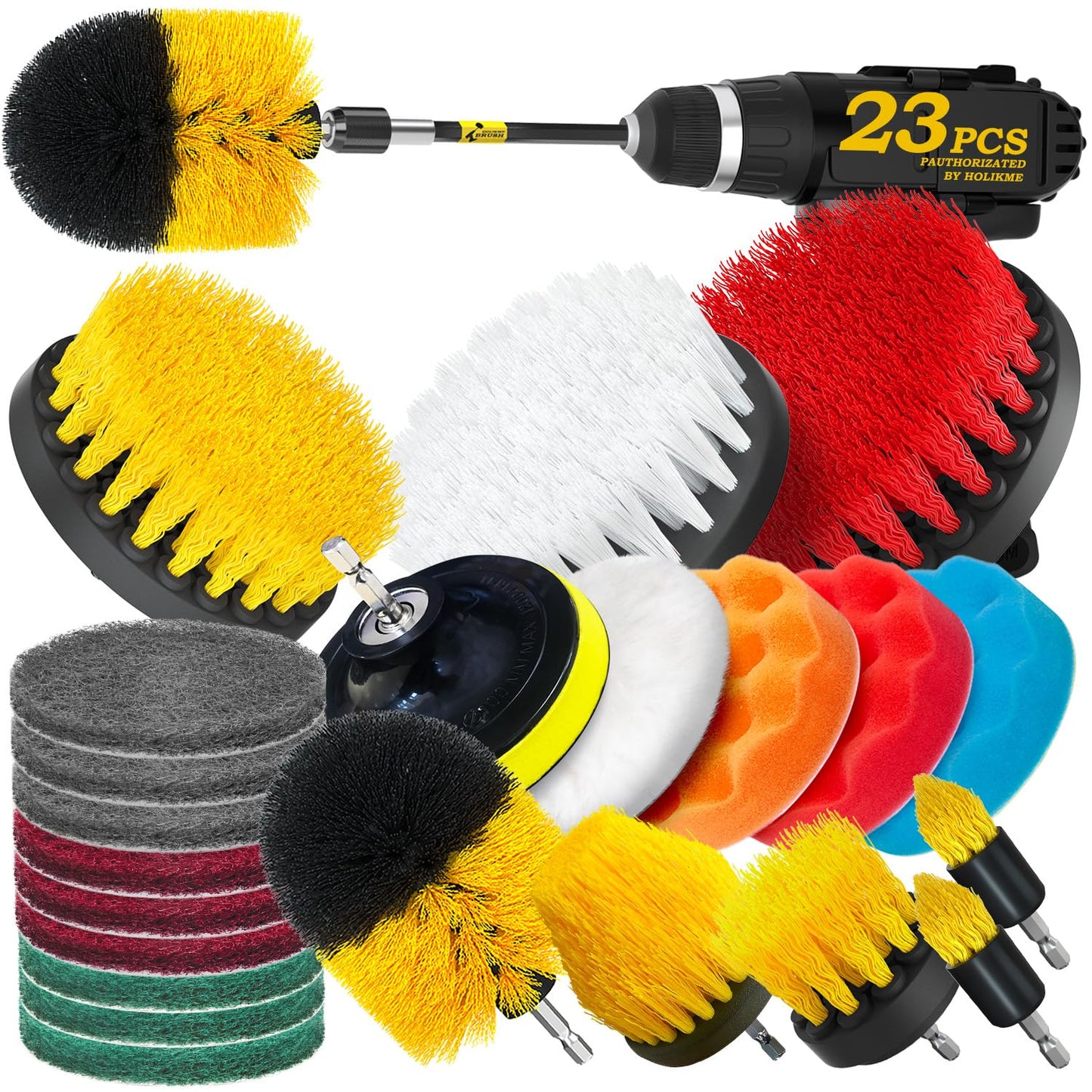 Holikme Juego de 23 accesorios para cepillos de taladro, alm
