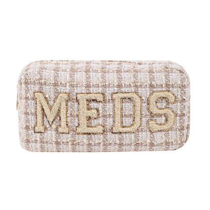 Bolsa MEDS personalizada de felpilla con parche de letras, b