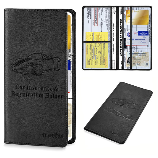 Soporte de cuero para tarjetas de registro y seguro de autom