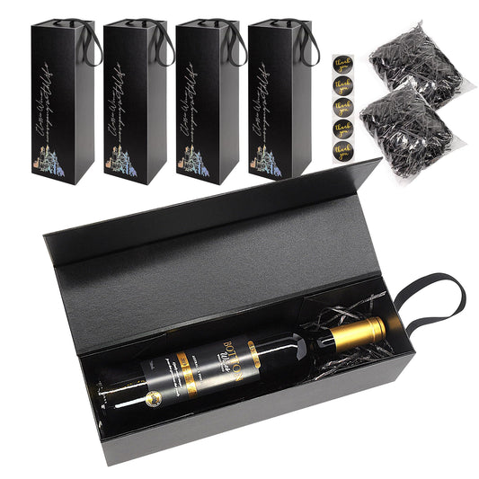 YINGHECX Paquete de 5 cajas de regalo de vino, con asa, bote