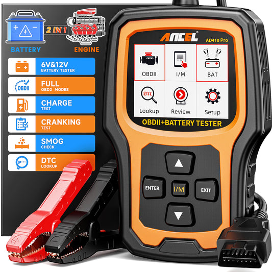 ANCEL AD410 Pro 2 en 1 OBD2 escáner y probador de batería -