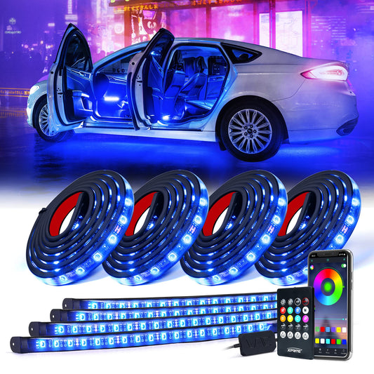 Xprite 8 tiras de luces LED RGB para automóvil, kit de luces