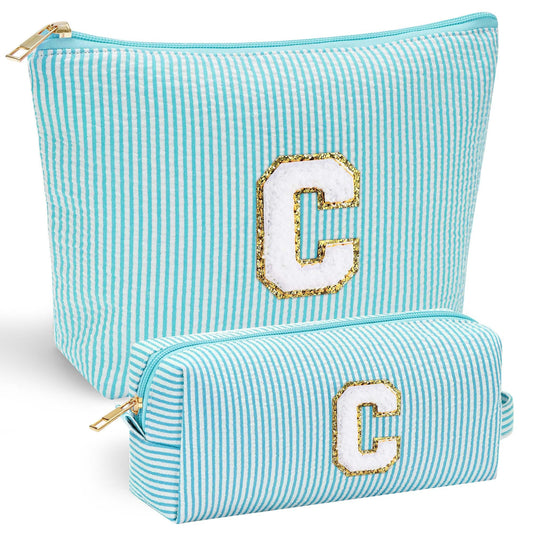YOOLIFE 2 bolsas de maquillaje con inicial, bolsa de cosméti