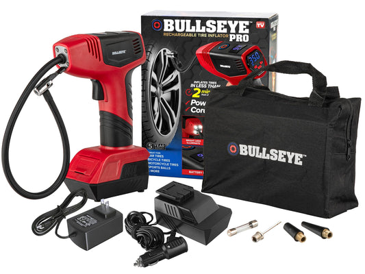 Bullseye Pro Max Deluxe - Inflador de neumáticos portátil, c