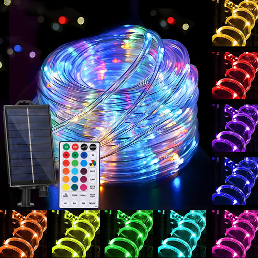 XEWEA - Guirnalda de luces solares para exteriores, 65 LED,