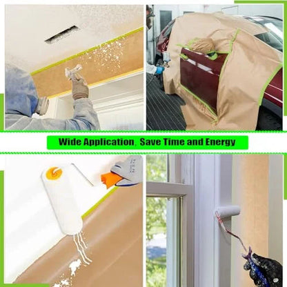 Papel de enmascaramiento de pintura, 18 pulgadas x 50 pies, cinta y papel para pintores, 2 rollos de papel con cinta de pintor, cu