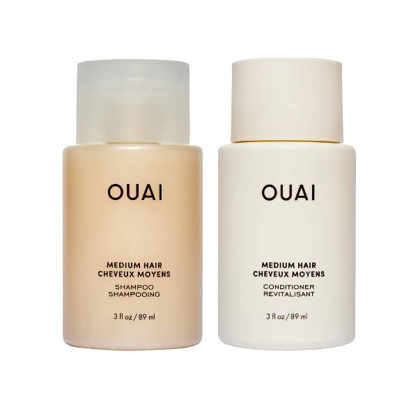 OUAI Juego de champú y acondicionador para cabello mediano, tamaño de viaje, champú y acondicionador hidratante, con aceite de coc